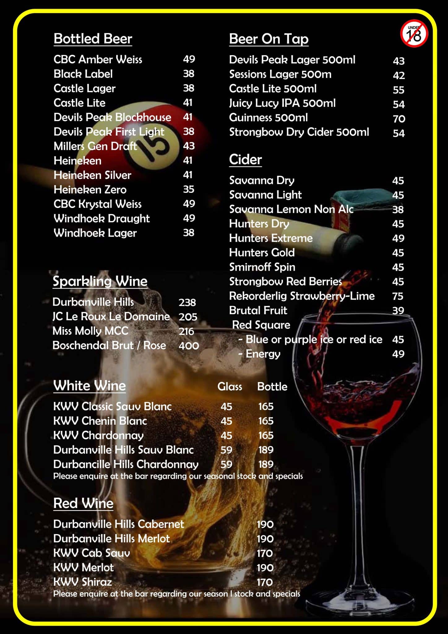 Us Menu Menus - Sessions